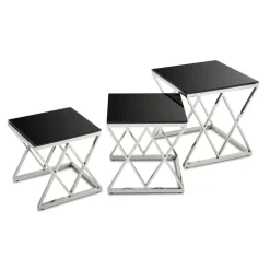 Komplet 3 stolików Timantti Silver Black