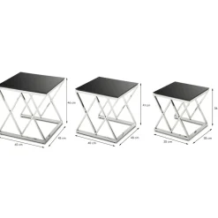 Komplet 3 stolików Timantti Silver Black