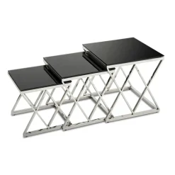 Komplet 3 stolików Timantti Silver Black