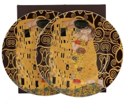 Komplet 2 talerze deserowe Klimt THE KISS Brown 19,2 cm