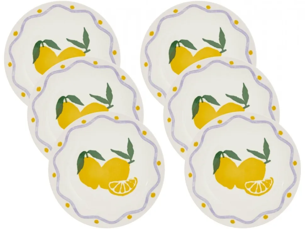 Komplet 6 talerzy deserowych 19 cm Fruity Lemon