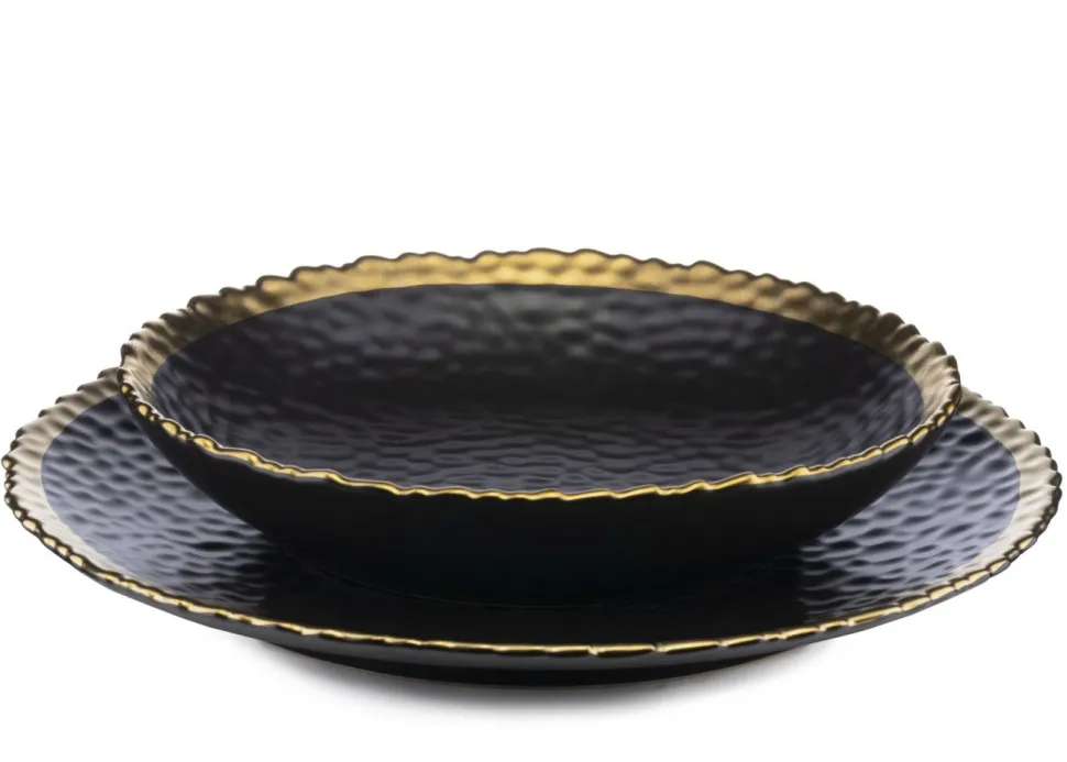 Komplet 8 talerzy Kati Black Gold