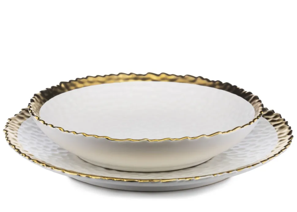 Komplet 8 talerzy Kati White Gold