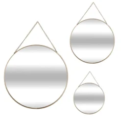 Komplet 3 złotych luster okrągłych