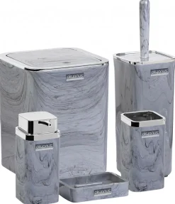 Komplet łazienkowy 5 el Marble kwadratowy * OKYANUS Online