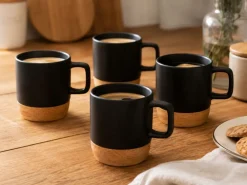Komplet 4 czarnych kubków na kawę 130 ml * Secret de Gourmet Sale