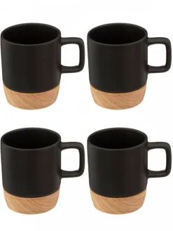 Komplet 4 czarnych kubków na kawę 130 ml * Secret de Gourmet Sale