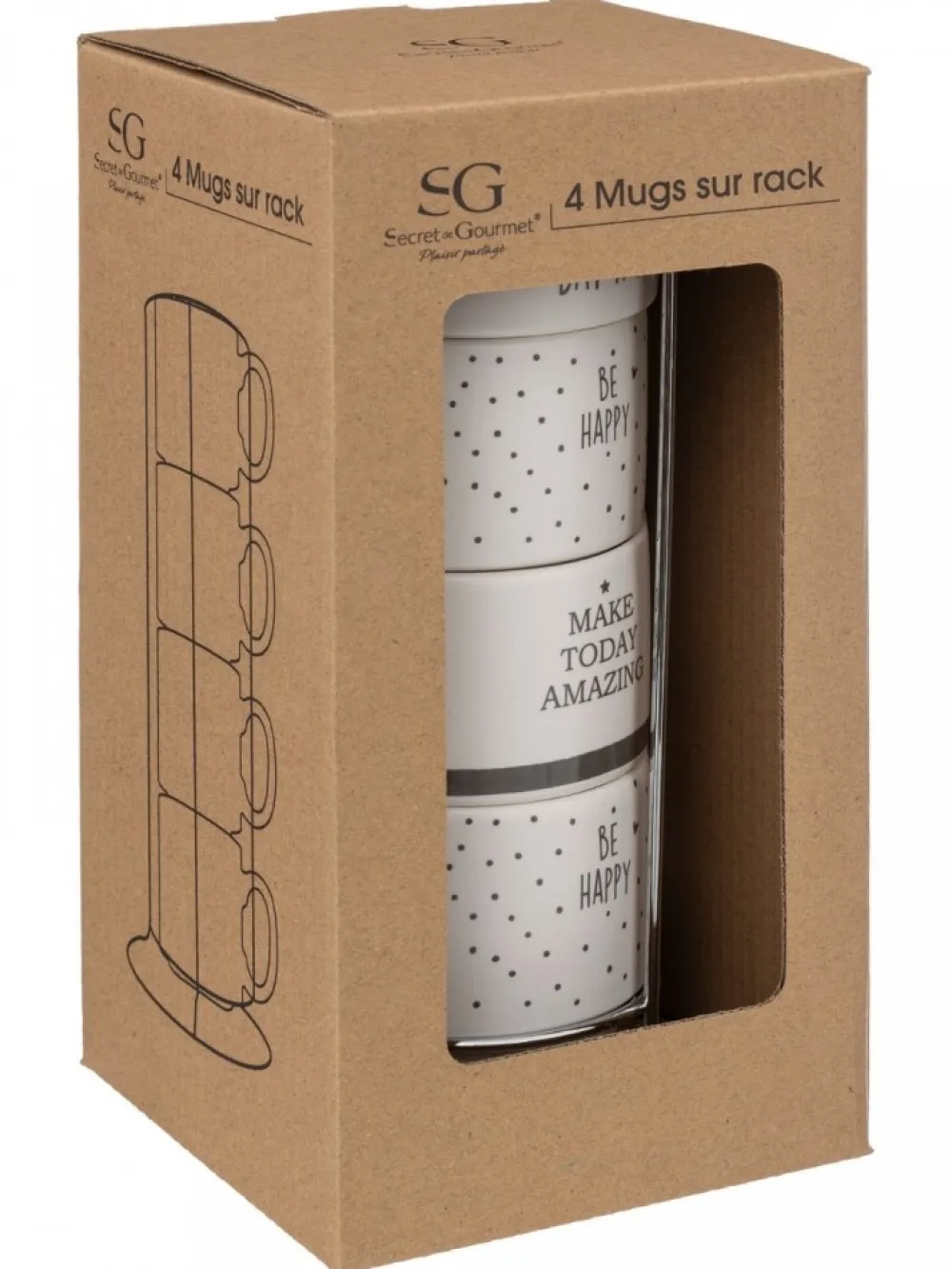 Komplet 4 kubków 220 ml Happy * Secret de Gourmet