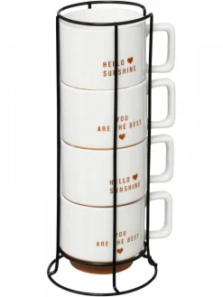 Komplet 4 kubków 300 ml w stojaku Hello * Secret de Gourmet
