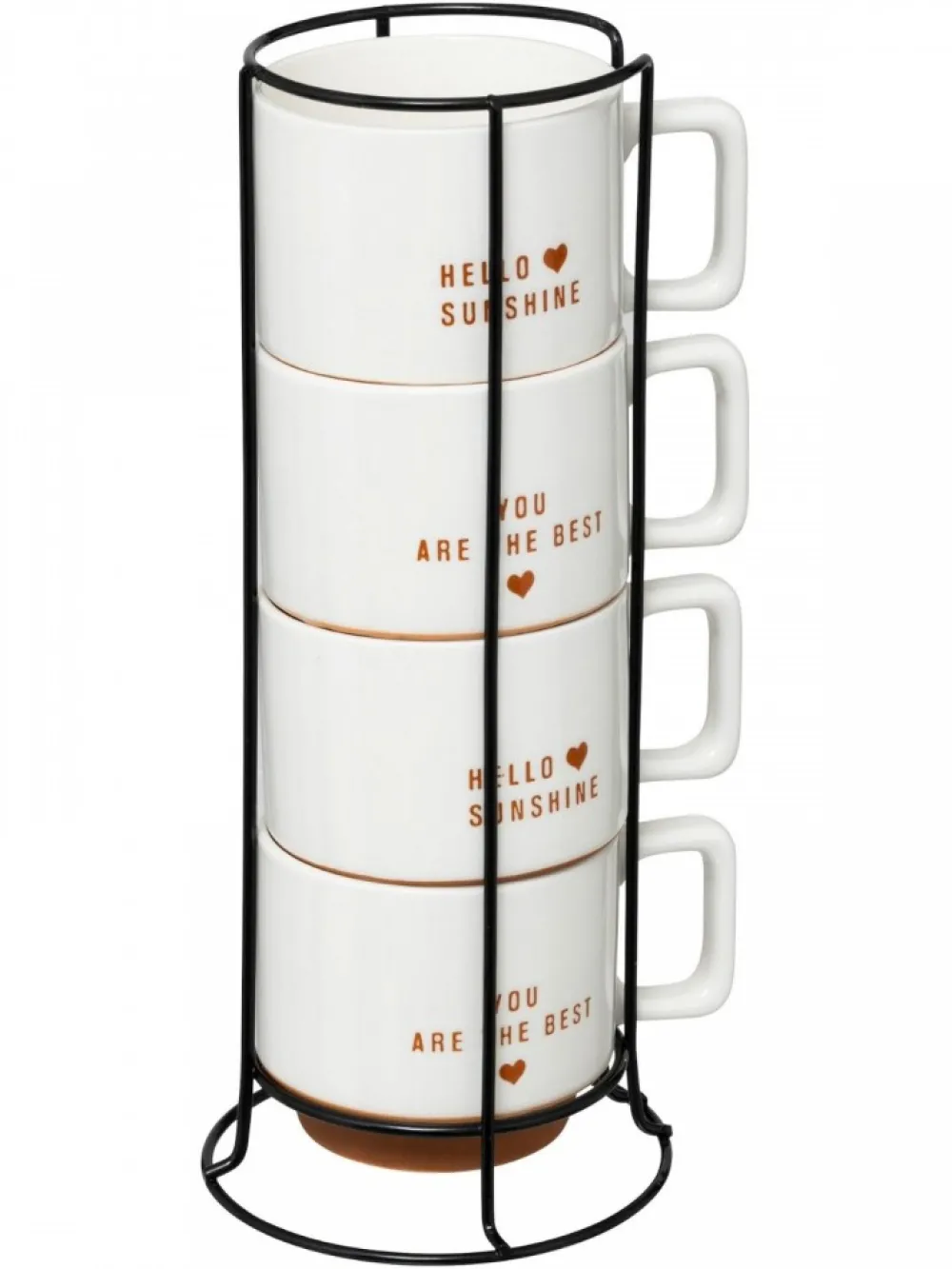 Komplet 4 kubków 300 ml w stojaku Hello * Secret de Gourmet