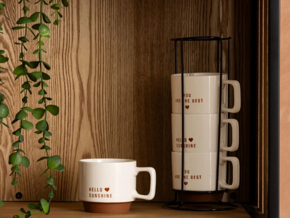 Komplet 4 kubków 300 ml w stojaku Hello * Secret de Gourmet