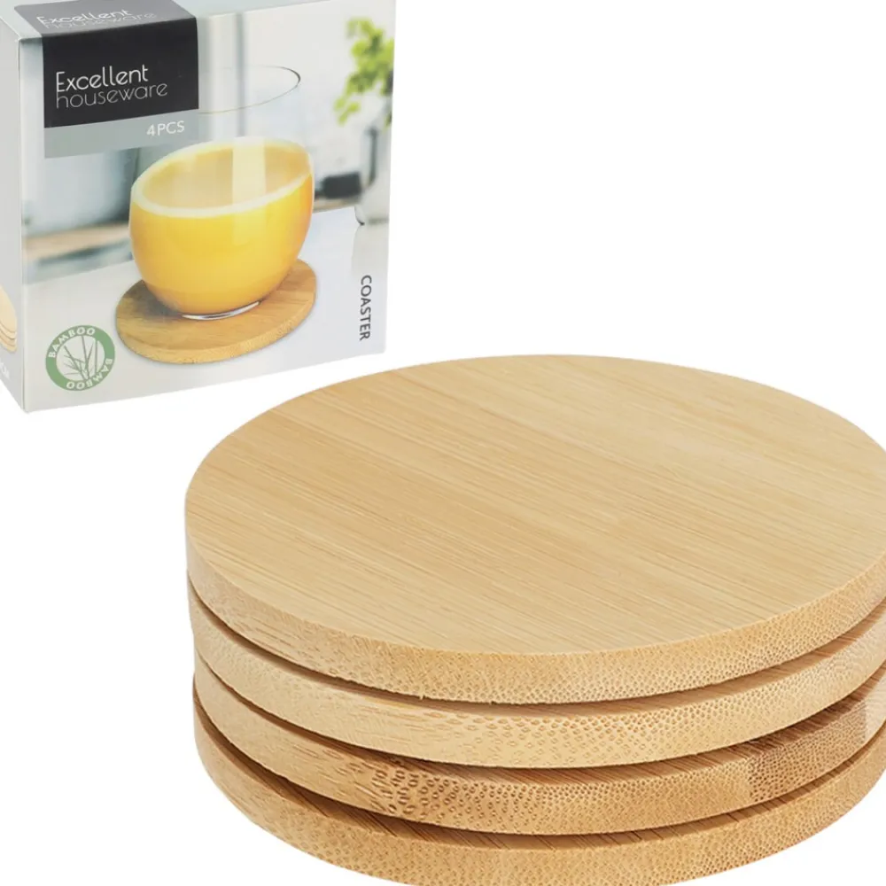 Komplet 4 okrągłych podstawek bambusowych * Excellent Houseware