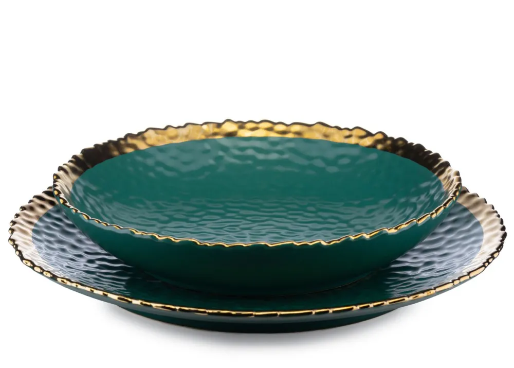 Komplet 2 talerzy Kati Green Gold - mały * HowHomely Discount