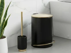 Kosz na śmieci 3L czarny metalowy złota pokrywka * TENDANCE Outlet