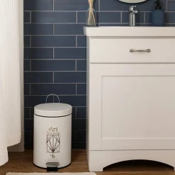 Kosz na śmieci okrągły biały art deco * BERILO New