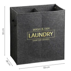 Kosz na pranie z filcu podwójny 53x28xh55 cm * Kesper New