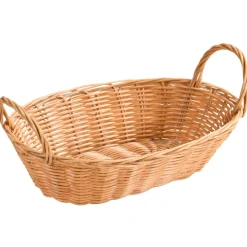 Koszyk owalny z rączkami na pieczywo i owoce beż 28x21x13 cm