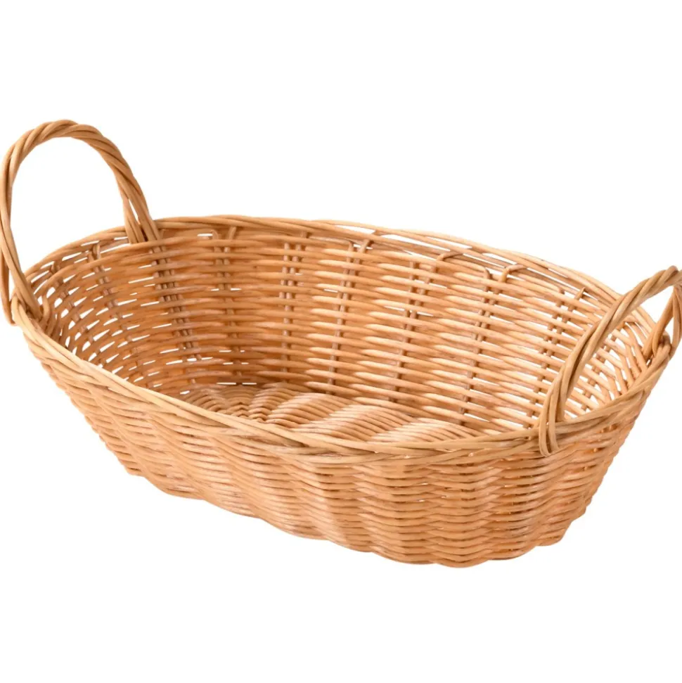 Koszyk owalny z rączkami na pieczywo i owoce beż 28x21x13 cm