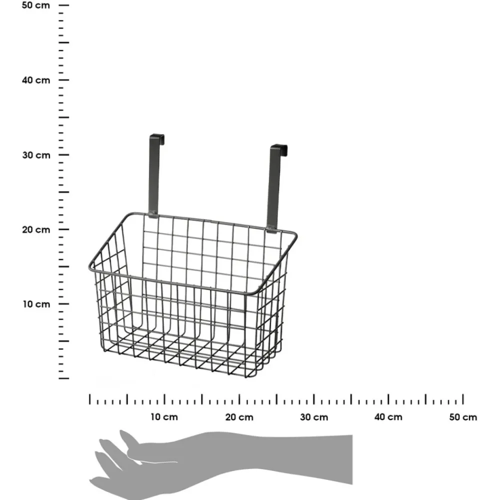Koszyk wiszący metalowy na drzwi czarny h28cm * HowHomely Sale