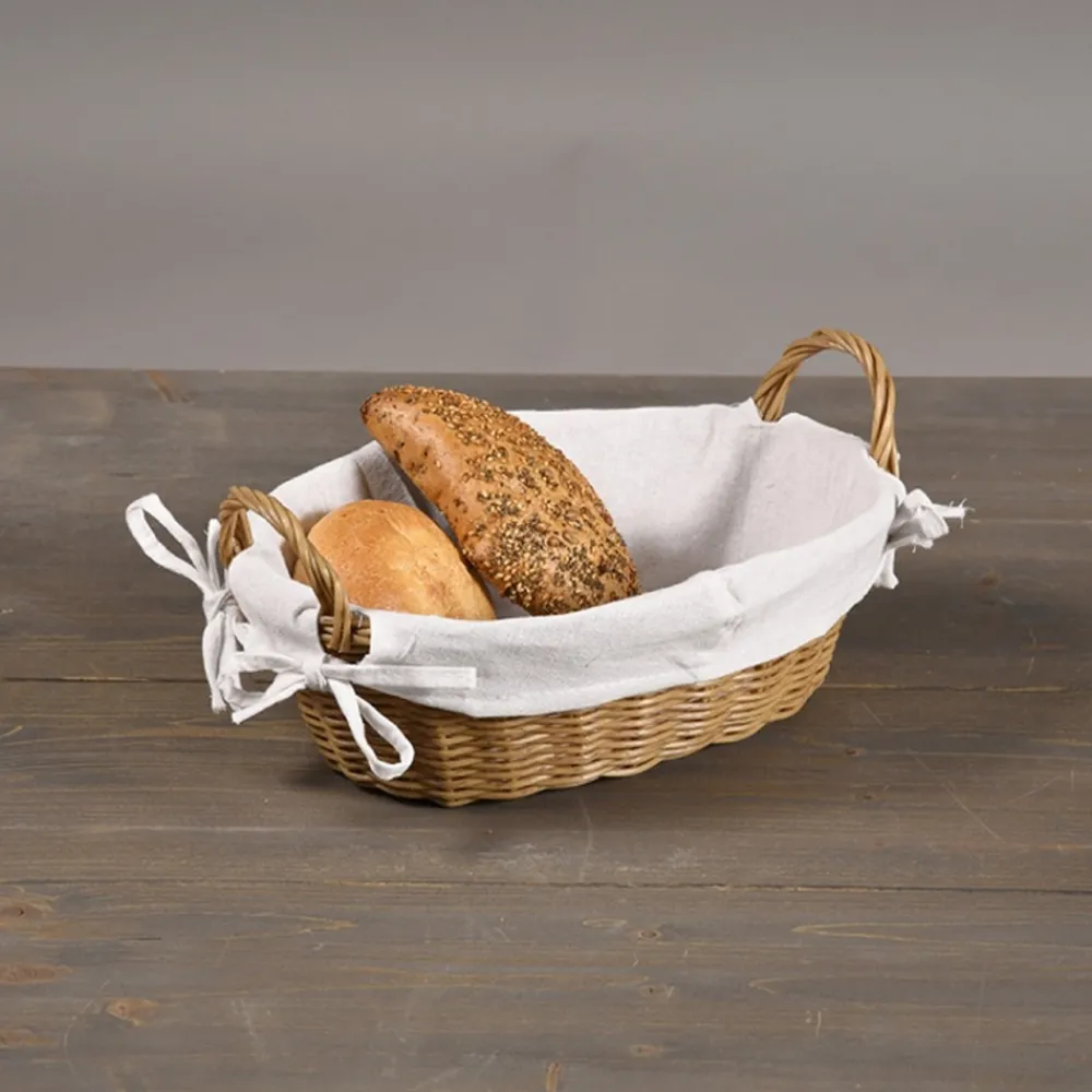 Koszyk z tworzywa sztucznego z materiałową wyściółką na pieczywo 30x20xh9 cm * Kesper Discount