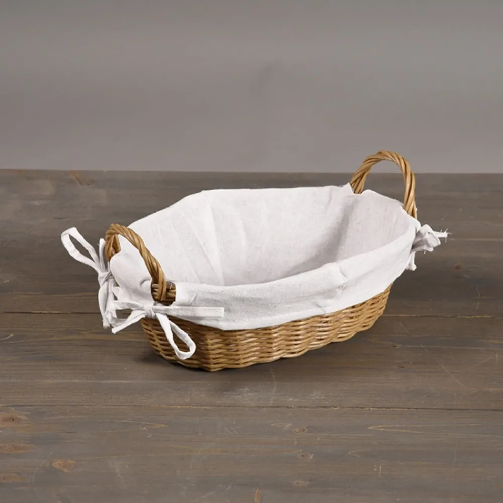 Koszyk z tworzywa sztucznego z materiałową wyściółką na pieczywo 30x20xh9 cm * Kesper Discount