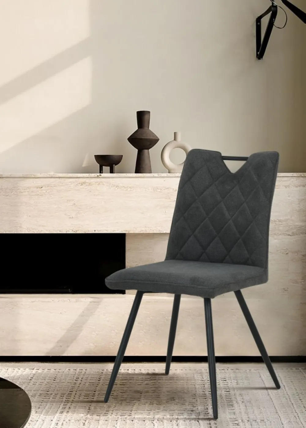 4 krzesła tapicerowane DALIA grafitowe * HowHomely Discount