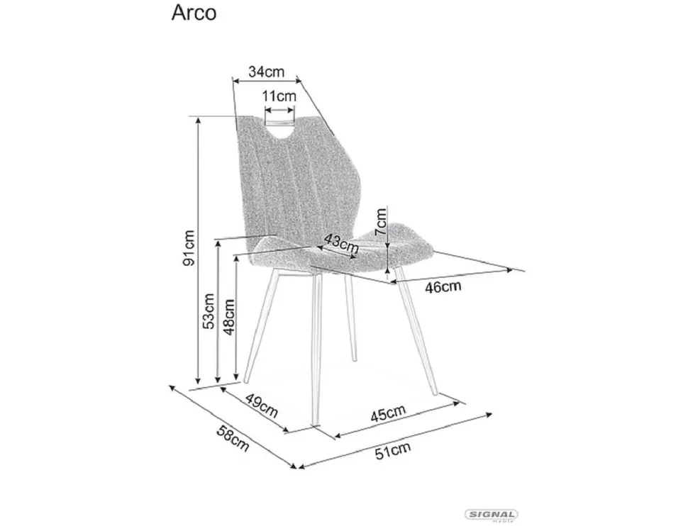 Krzesło tapicerowane ARCO szare velvet