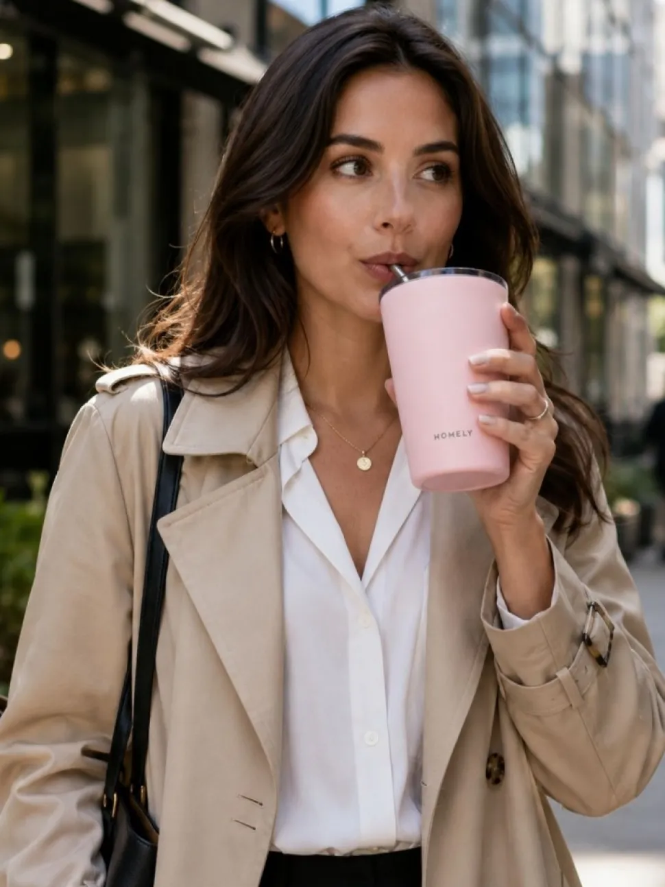 Kubek termiczny ze słomką 400 ml Rose Quartz
