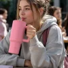 Kubek termiczny ze słomką 900 ml Rose