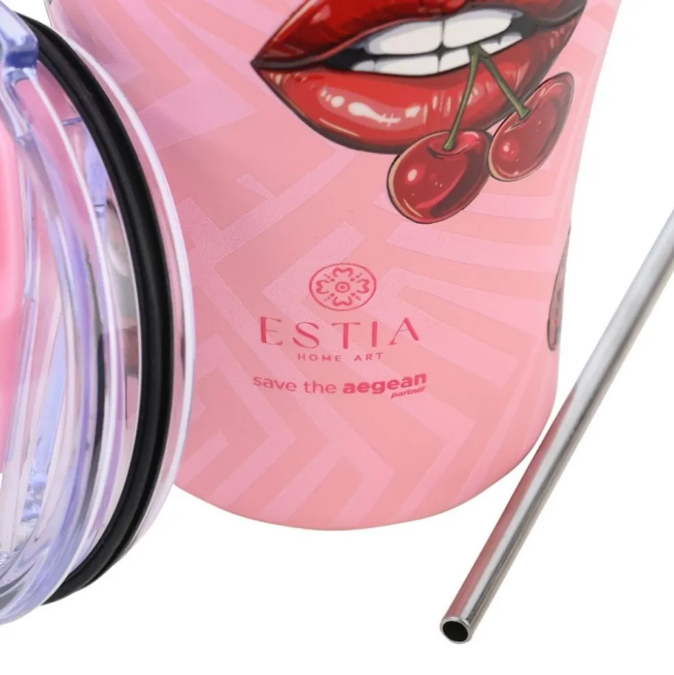 Kubek termiczny ze słomką 350 ml Blush Pop