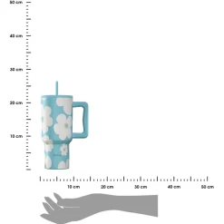 Kubek termiczny ze słomką 900 ml Blue Daisy