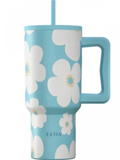 Kubek termiczny ze słomką 900 ml Blue Daisy