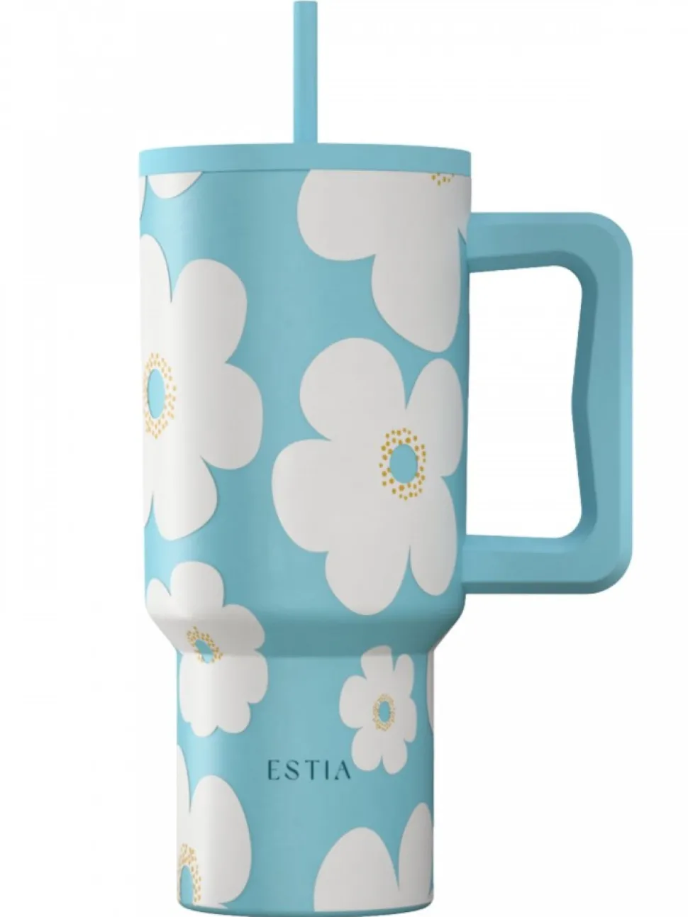 Kubek termiczny ze słomką 900 ml Blue Daisy