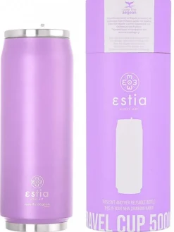 Kubek termiczny ze składaną słomką 500 ml Lavender Purple * Estia Hot