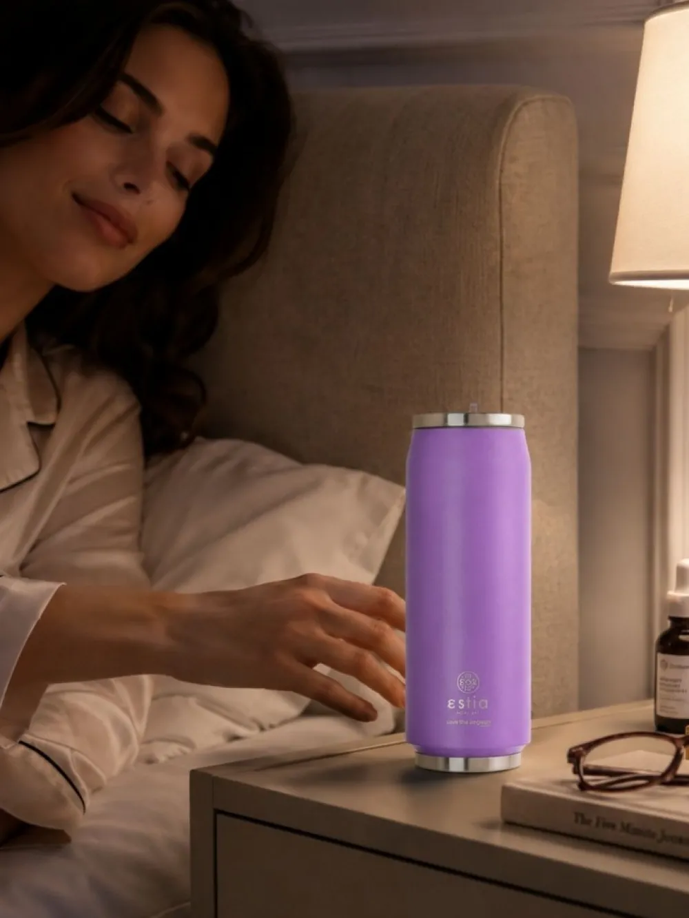 Kubek termiczny ze składaną słomką 500 ml Lavender Purple * Estia Hot