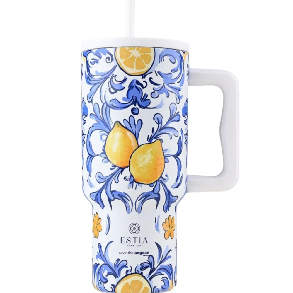 Kubek termiczny ze słomką 900 ml Amalfi Coast * Estia New