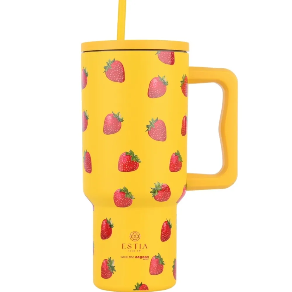 Kubek termiczny ze słomką 900 ml Berry Bright * Estia Online