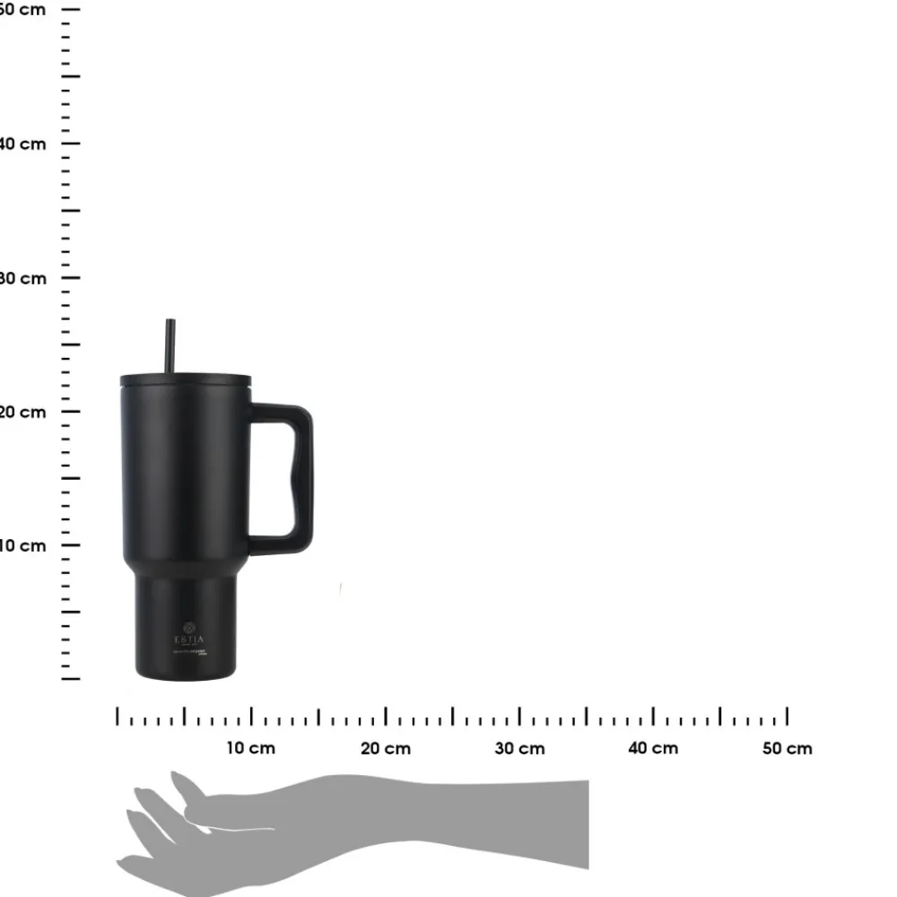 Kubek termiczny ze słomką 900 ml Midnight Black * Estia Hot