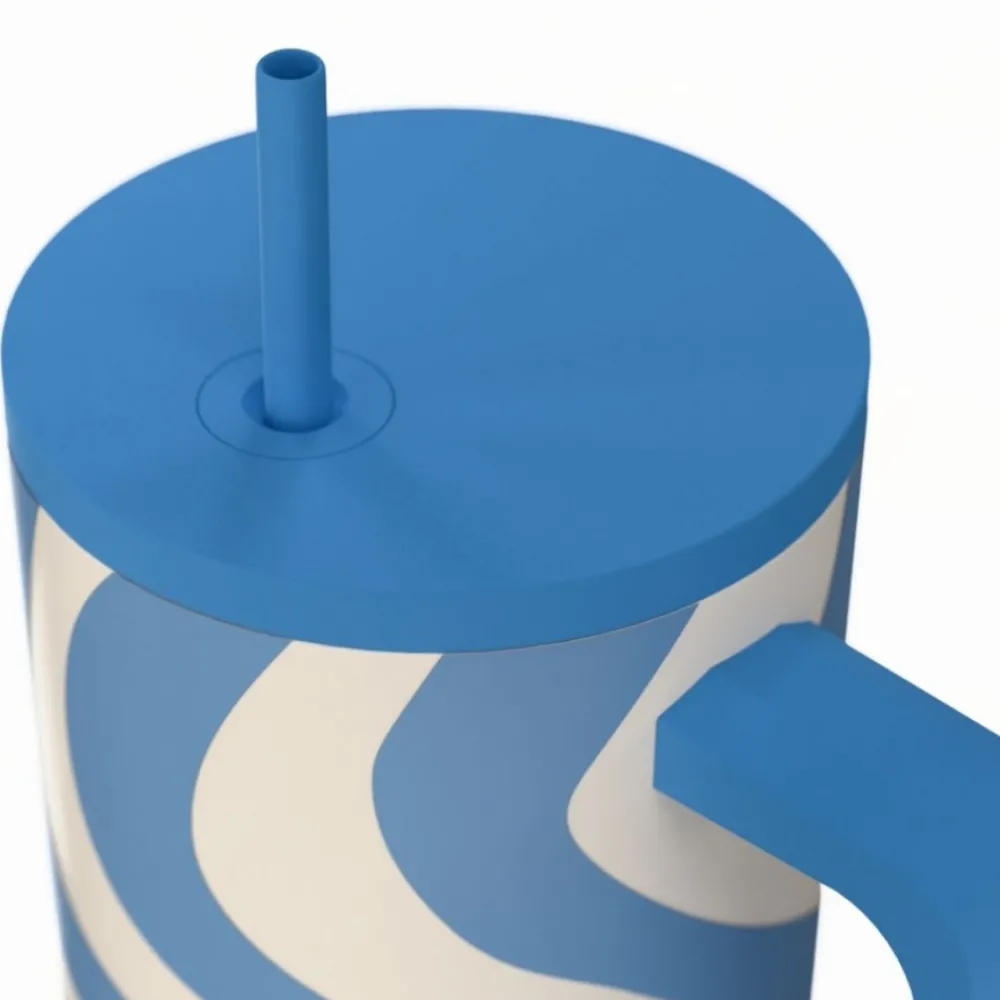 Kubek termiczny ze słomką 900 ml Ocean Waves * Estia Discount