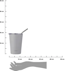 Kubek termiczny ze słomką 400 ml Pebble Gray * Estia Outlet