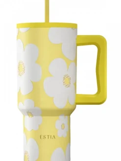 Kubek termiczny ze słomką 900 ml Yellow Daisy * Estia Clearance