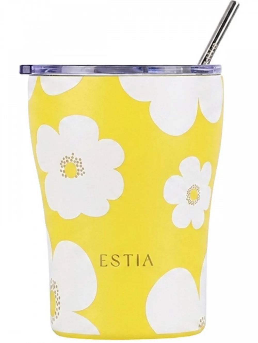 Kubek termiczny ze słomką 350 ml Yellow Daisy * Estia Online