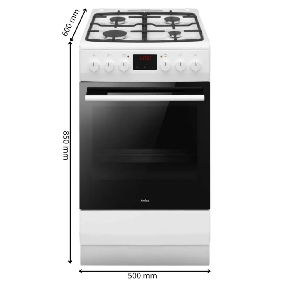 Kuchnia gazowo-elektryczna AMICA 510GEH3.33ZpTaDpA(W) PIZZA