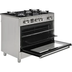Kuchnia gazowo-elektryczna RAVANSON KWGE-K90 Glass Inox