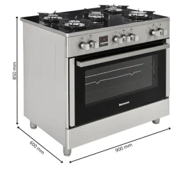Kuchnia gazowo-elektryczna RAVANSON KWGE-K90 Glass Inox