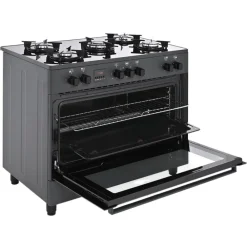Kuchnia gazowo-elektryczna KWGE-K90 GLASS black * Ravanson Clearance