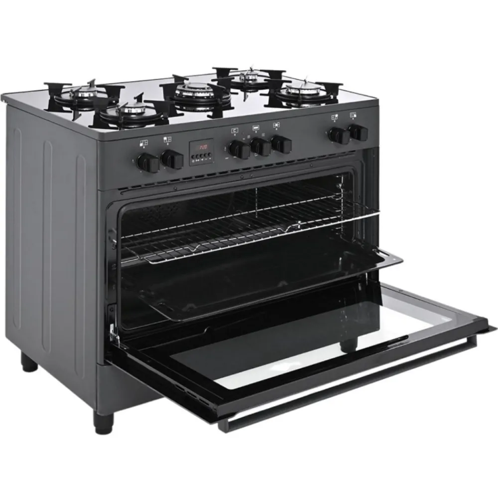 Kuchnia gazowo-elektryczna KWGE-K90 GLASS black * Ravanson Clearance