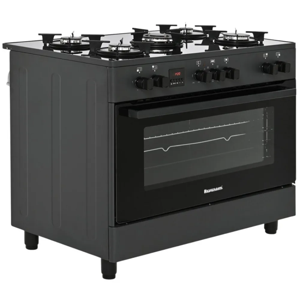 Kuchnia gazowo-elektryczna KWGE-K90 GLASS black * Ravanson Clearance