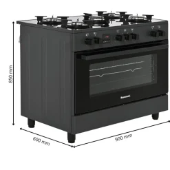 Kuchnia gazowo-elektryczna KWGE-K90 GLASS black * Ravanson Clearance