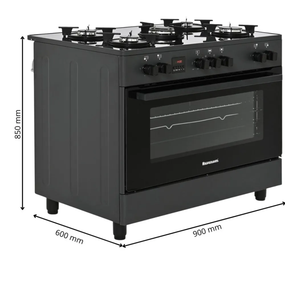 Kuchnia gazowo-elektryczna KWGE-K90 GLASS black * Ravanson Clearance